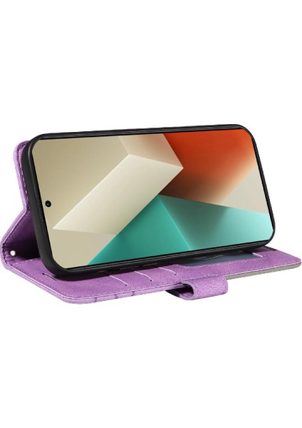 Kart Yuvası Standı Iki Renkli Dikiş ile Xiaomi Redmi Not 13 5g Için Kılıf (Yurt Dışından)