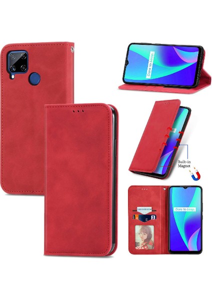Realme C15 Kordon Basit Iş Fermuar Deri Çanta Cüzdan (Yurt Dışından) fiyatları