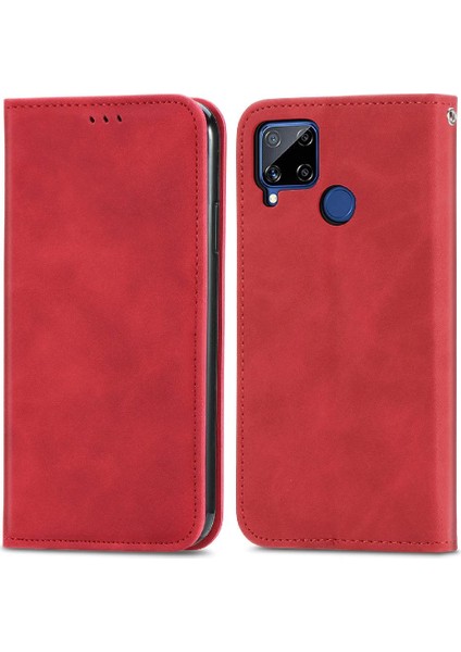 Realme C15 Kordon Basit Iş Fermuar Deri Çanta Cüzdan (Yurt Dışından) fırsatları