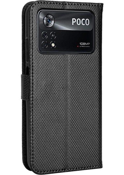 Xiaomi Poco X4 Pro 5g Kickstand Kapak Manyetik Cüzdan Kart Tutucu (Yurt Dışından)