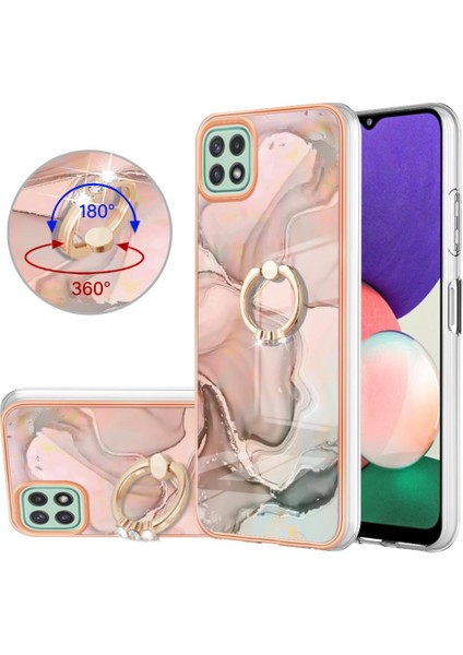 Samsung Galaxy A22 5g Tampon 360 &deg; Dönebilir Halka Mermer Tpu Için Kılıf (Yurt Dışından)