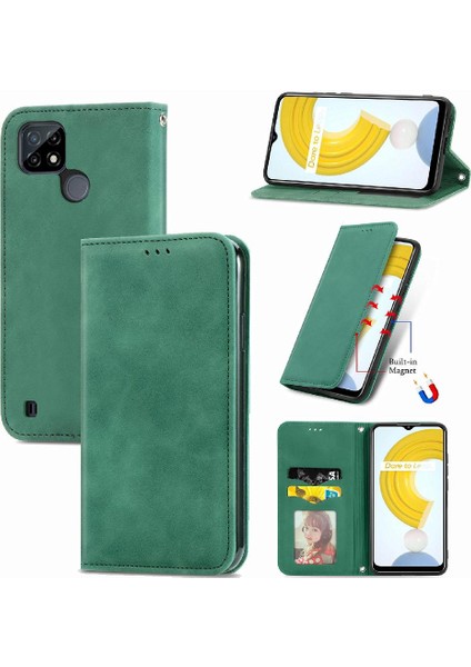 Realme C21Y Deri Kılıf Fermuar Basit Iş Kordon Cüzdan Için Kılıf (Yurt Dışından)