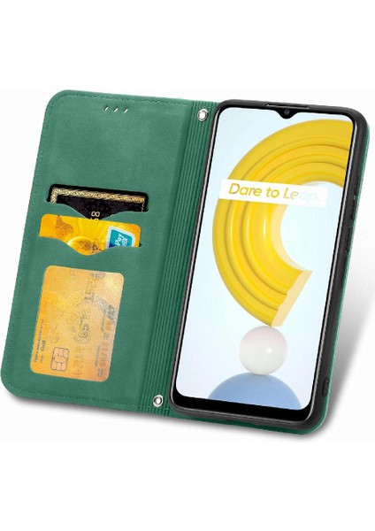 Realme C21Y Deri Kılıf Fermuar Basit Iş Kordon Cüzdan Için Kılıf (Yurt Dışından)