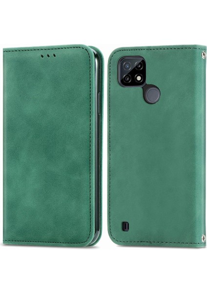 Realme C21Y Deri Kılıf Fermuar Basit Iş Kordon Cüzdan Için Kılıf (Yurt Dışından)