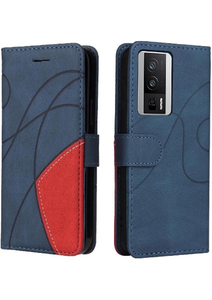 Xiaomi Poco F5 Pro Iki Renkli Dikiş Kickstand Koruyucu Pu (Yurt Dışından)