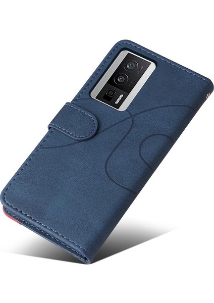 Xiaomi Poco F5 Pro Iki Renkli Dikiş Kickstand Koruyucu Pu (Yurt Dışından)