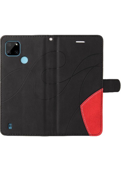 Kart ile Realme C21Y Kickstand Koruyucu Iki Renkli Dikiş Için Kılıf (Yurt Dışından)