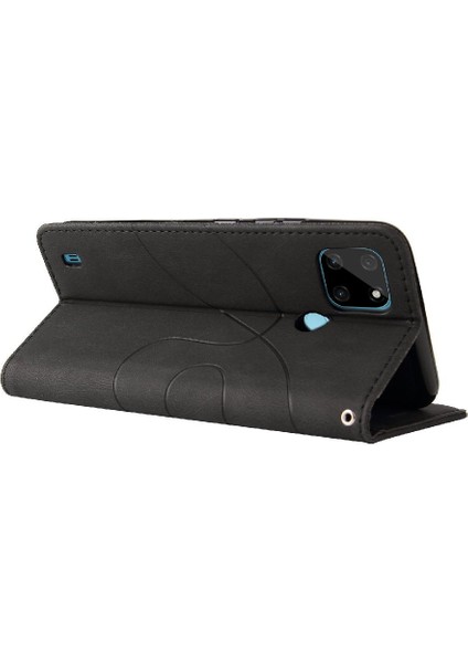 Kart ile Realme C21Y Kickstand Koruyucu Iki Renkli Dikiş Için Kılıf (Yurt Dışından)