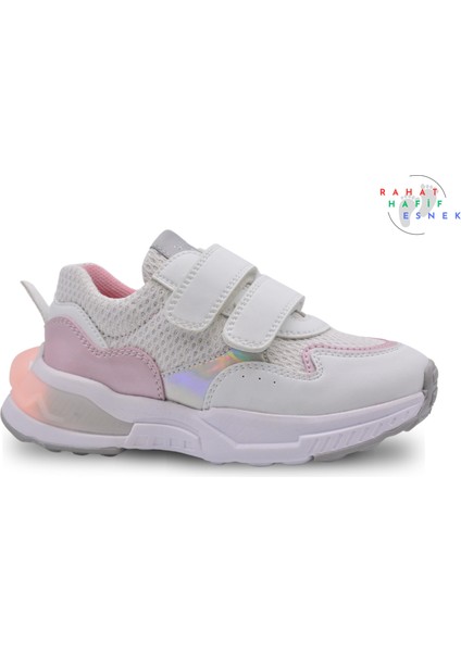 Ruby Çift Cırtlı File Detaylı Deri Kız Çocuk Spor Ayakkabı Pembe