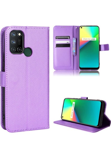 Realme C17 Için Kılıf Kapak Kickstand Manyetik Cüzdan Kart Tutucu (Yurt Dışından)