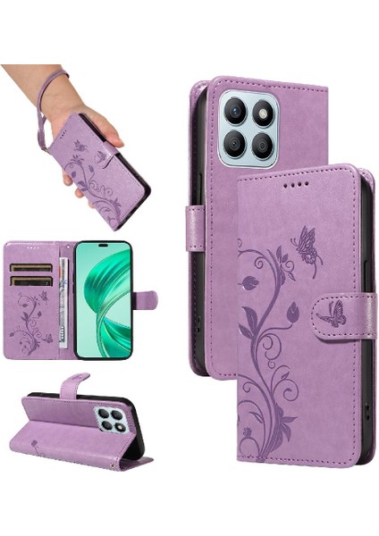 El Kayışı Kabartmalı Kelebek Cüzdan Telefon Kılıfı ile Onur X8B Için Kılıf (Yurt Dışından) fiyatları