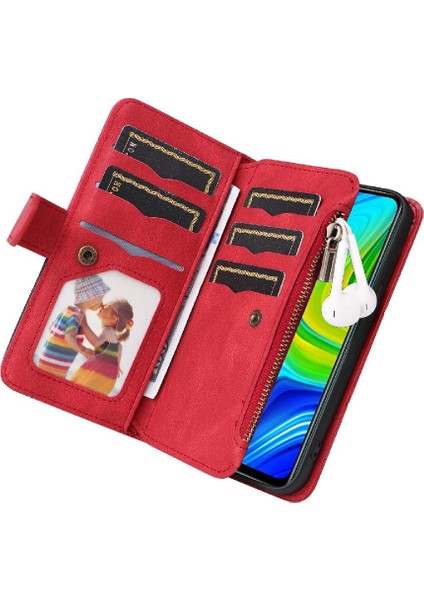 Xiaomi Redmi Not 9 Fermuar Cüzdan Tarzı ile Dokuz Kart Yuvaları (Yurt Dışından)