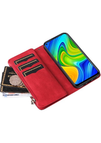 Xiaomi Redmi Not 9 Fermuar Cüzdan Tarzı ile Dokuz Kart Yuvaları (Yurt Dışından)