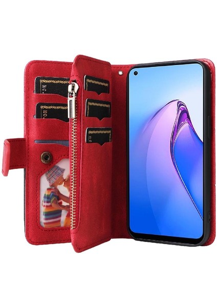 Kart Yuvası Standı Fermuar Cüzdan Tarzı Dokuz ile Oppo Oppo 8 5g Için Kılıf (Yurt Dışından)
