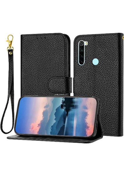Telefon Kılıfı Için Xiaomi Redmi Not 8t Pu Deri Cüzdan Litchi Desen Flip (Yurt Dışından)