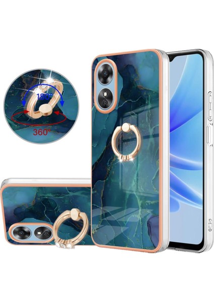 Oppo A17 4g Tampon Için Kılıf 360 &deg; Dönebilir Halka Mermer Darbeye Tpu (Yurt Dışından)