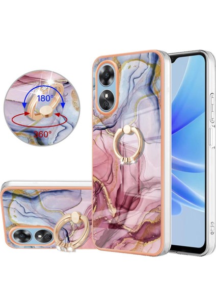 Oppo A17 4g Tampon Için Kılıf 360 &deg; Dönebilir Halka Mermer Darbeye Tpu (Yurt Dışından)