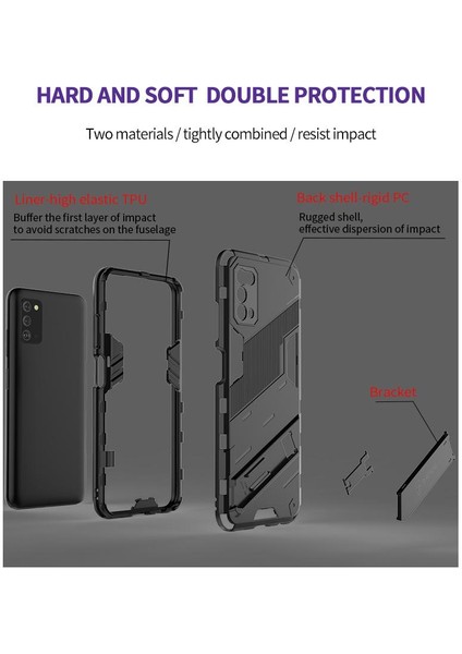 Samsung Galaxy A03S Sağlam Askeri Koruyucu Kapak Kickstand (Yurt Dışından)