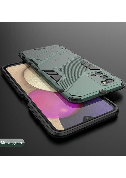 Samsung Galaxy A03S Sağlam Askeri Koruyucu Kapak Kickstand (Yurt Dışından)