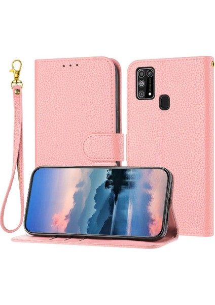 Samsung Galaxy M31S Için Telefon Kılıfı Kart Yuvaları Tutucu Litchi Desen Flip (Yurt Dışından)