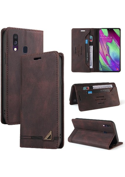 Samsung Galaxy A40 Kickstand Iki Kart Yuvaları Premium Deri Kılıf (Yurt Dışından)