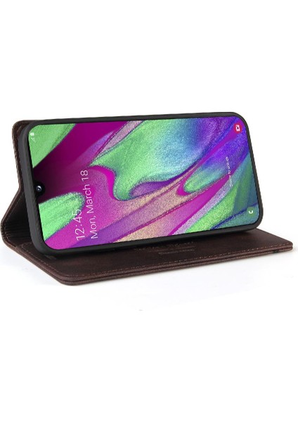 Samsung Galaxy A40 Kickstand Iki Kart Yuvaları Premium Deri Kılıf (Yurt Dışından)