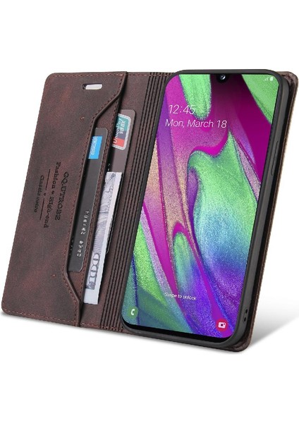 Samsung Galaxy A40 Kickstand Iki Kart Yuvaları Premium Deri Kılıf (Yurt Dışından)