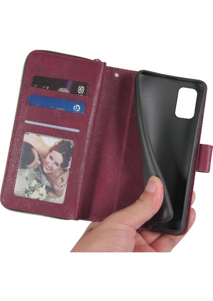 Samsung Galaxy Için Kılıf El Kayışı ile Zipper Fermuar Cep Kart Tutucu Flip (Yurt Dışından)