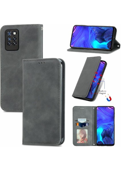 Infinix Not 10 Pro Cüzdan Fermuar Kordon Basit Iş Durum Için Kılıf (Yurt Dışından)