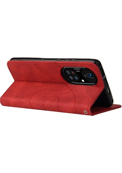 Huawei P50 Pro Pu Deri Flip Folio Kılıf Kickstand Koruyucu (Yurt Dışından)