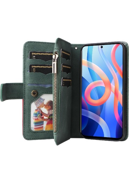 Kart Yuvası Standı Iki Renkli Dikiş ile Xiaomi Poco M4 Pro 5g Için Kılıf (Yurt Dışından)