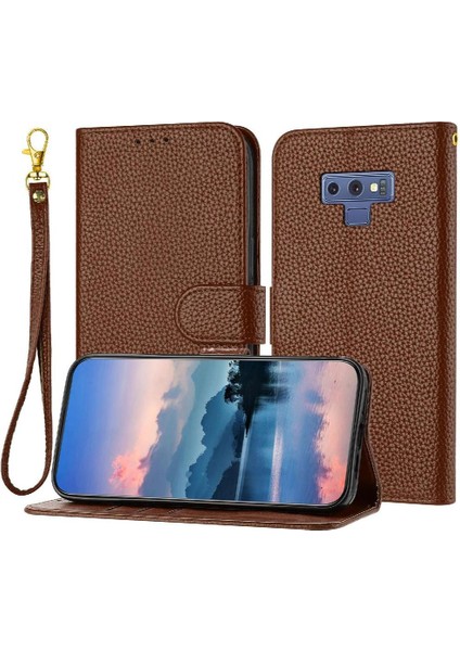 Samsung Galaxy Not 9 Için Telefon Kılıfı Litchi Desen Kart Yuvaları Tutucu Flip (Yurt Dışından)