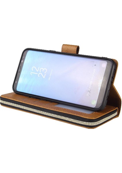 Samsung Galaxy S8 Artı Flip Kapak Için Kılıf ile El Kayışı Fermuarlı Cebi 9 (Yurt Dışından)
