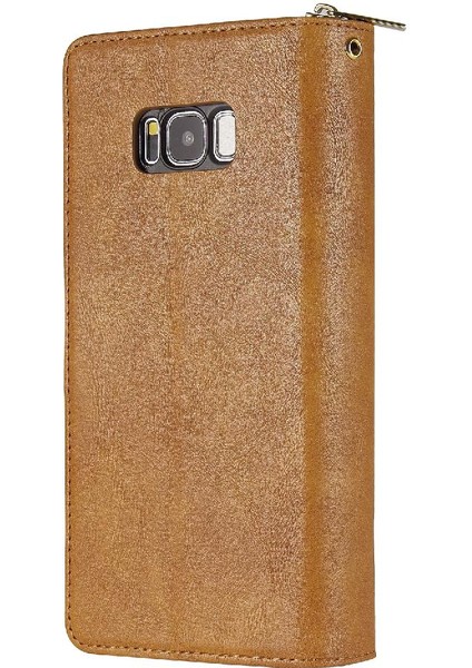 Samsung Galaxy S8 Artı Flip Kapak Için Kılıf ile El Kayışı Fermuarlı Cebi 9 (Yurt Dışından)