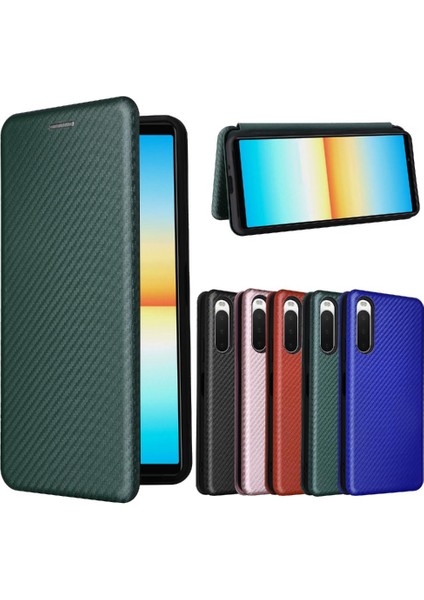 Sony 10 Iv Deri Folio Flip Case Için Kılıf Manyetik Karbon Fiber Tam (Yurt Dışından) fiyatları