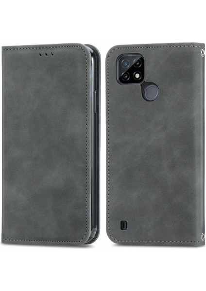 Realme C21 Kordon Deri Çanta Cüzdan Basit Iş Fermuar Için Kılıf (Yurt Dışından) indirimleri