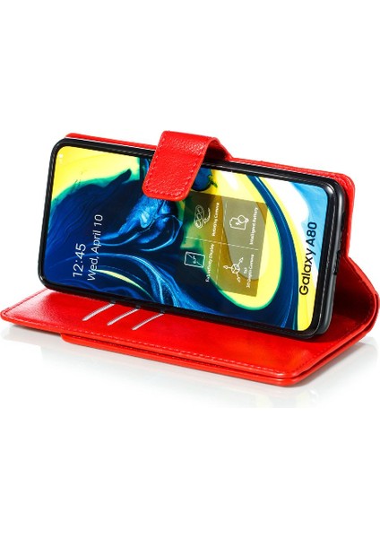 Manyi Mall Samsung Galaxy A80 Kickstand Manyetik Pu Deri Cüzdan 9 Kart (Yurt Dışından)