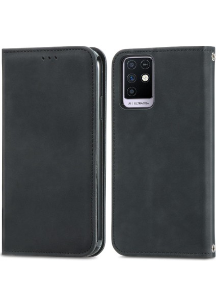Infinix Not 10 Fermuar Cüzdan Basit Iş Kordon Deri Için Kılıf (Yurt Dışından)