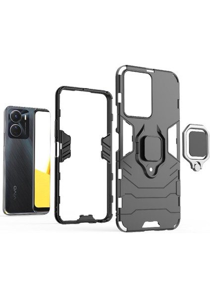Vıvo Y16 360 &deg; Dönen Halka Askeri Damla Koruma Kickstand Için Kılıf (Yurt Dışından)