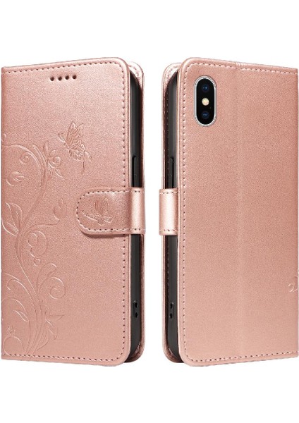 IPhone X/xs Cüzdan Telefon Kılıfı El Kayışı ile Kabartmalı Kelebek (Yurt Dışından) fiyatları