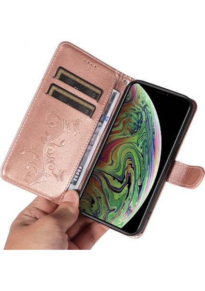 IPhone X/xs Cüzdan Telefon Kılıfı El Kayışı ile Kabartmalı Kelebek (Yurt Dışından) indirimleri