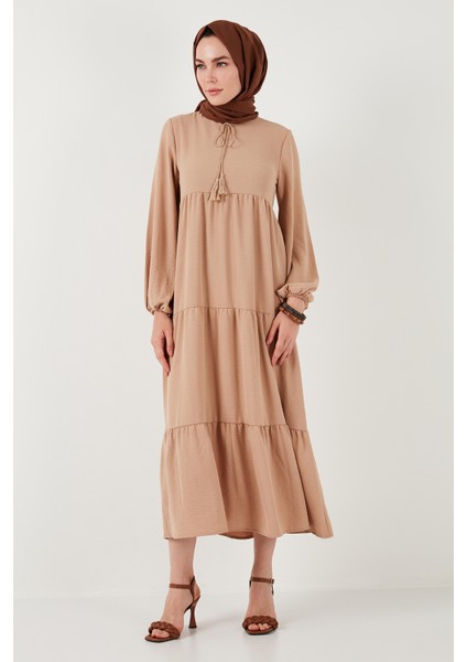 Modest Regular Fit Dik Yaka Uzun Elbise Bayan Elbise 611EL545