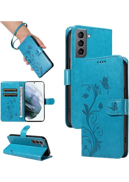 El Kayışı ile Samsung Galaxy S21 Için Kılıf Kabartmalı Kelebek Cüzdan ve (Yurt Dışından)