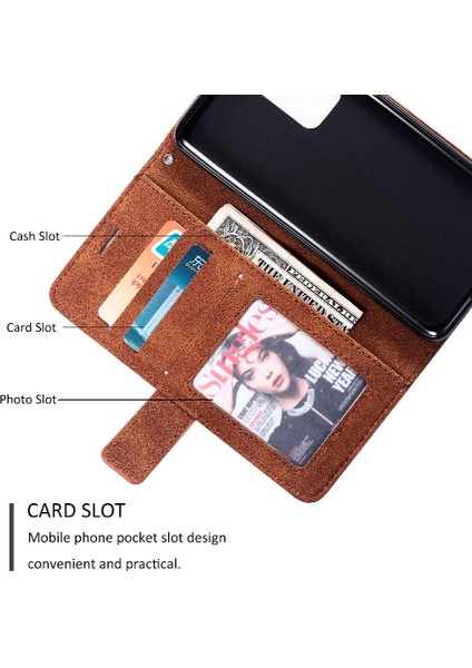 Huawei P40 Için Kılıf Cüzdan Flip Folio Kart Tutucu Kickstand Pu Deri (Yurt Dışından)