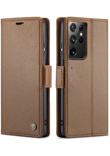 Samsung Galaxy S21 Ultra Kickstand Cüzdan Kılıf Darbeye Dayanıklı (Yurt Dışından)