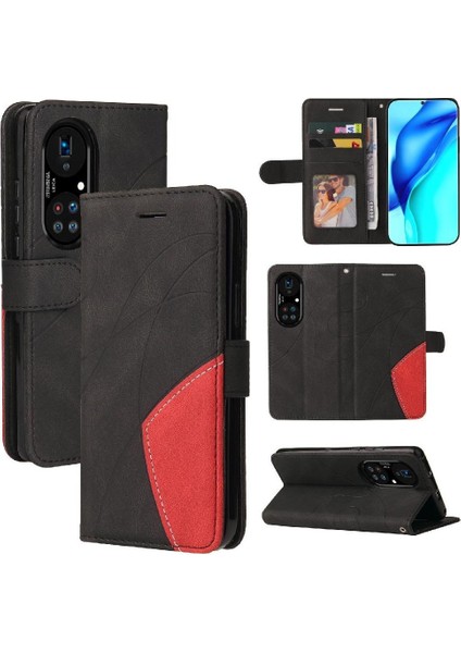 Huawei P50 Pro Pu Deri Flip Folio Kılıf Kickstand Koruyucu (Yurt Dışından)