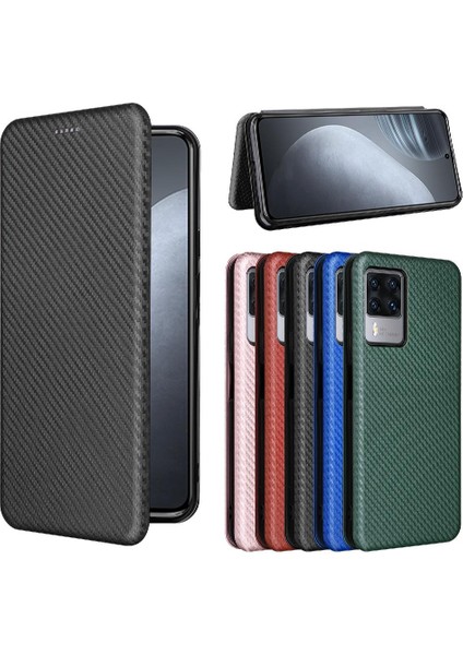 Cubot X50 Manyetik Karbon Fiber Deri Için Kılıf Folio Flip Case Tam (Yurt Dışından)