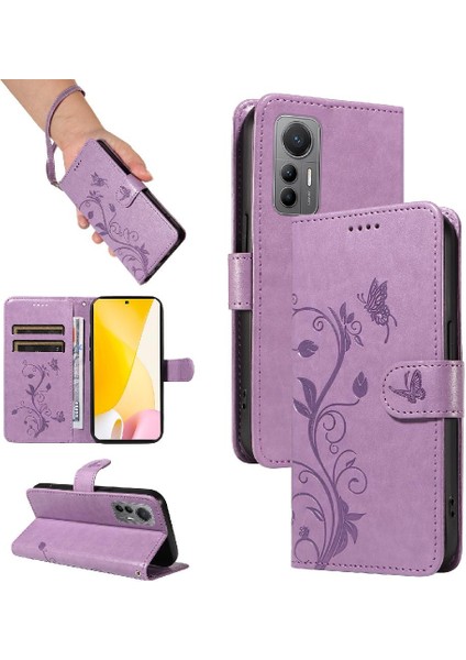 El Kayışı ile Xiaomi 12 Lite Için Kılıf Kabartmalı Kelebek Cüzdan Telefon (Yurt Dışından)