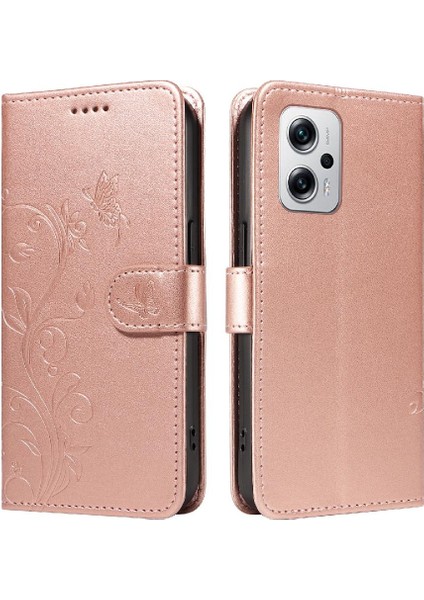 Xiaomi Poco X4 Gt Kabartmalı Kelebek Cüzdan Telefon Kılıfı ve Kart (Yurt Dışından)