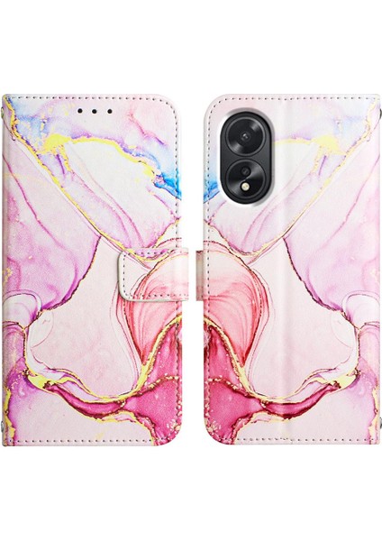 Oppo A38 4g Kickstand Mermer Desen Pu Deri Cüzdan Için Kılıf (Yurt Dışından) modelleri